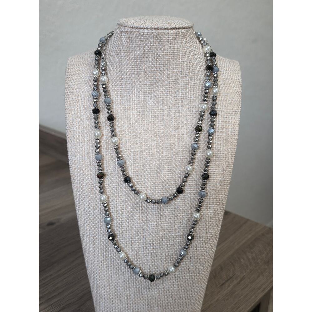 NEW Venus and Vulcan Faceted Black Onxy and Hematite Beads 31" w 3" Extender